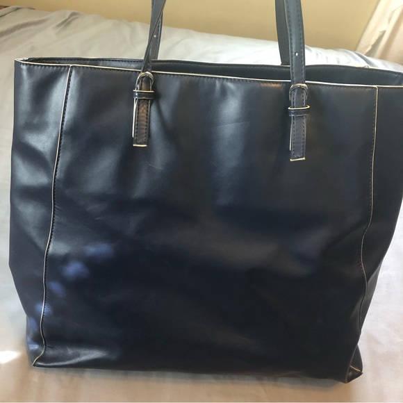 Vera Bradley Buckle Slim Faux Leather Navy Blue Tote - Picture 8 of 8